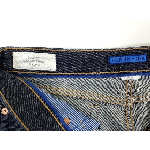 Martin + Osa Jeans 28 Long Slim Fit Dark Wash Straight Leg Mid Rise - Picture 6 of 7